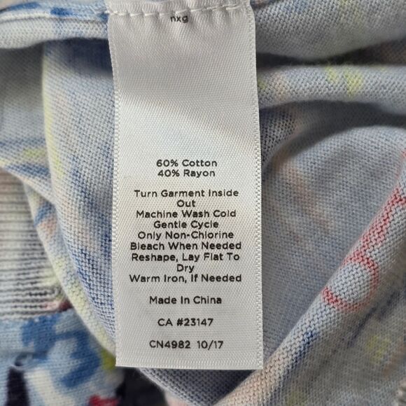 Talbots Petite M Cardigan Blue Bicycle Print - Picture 9 of 10